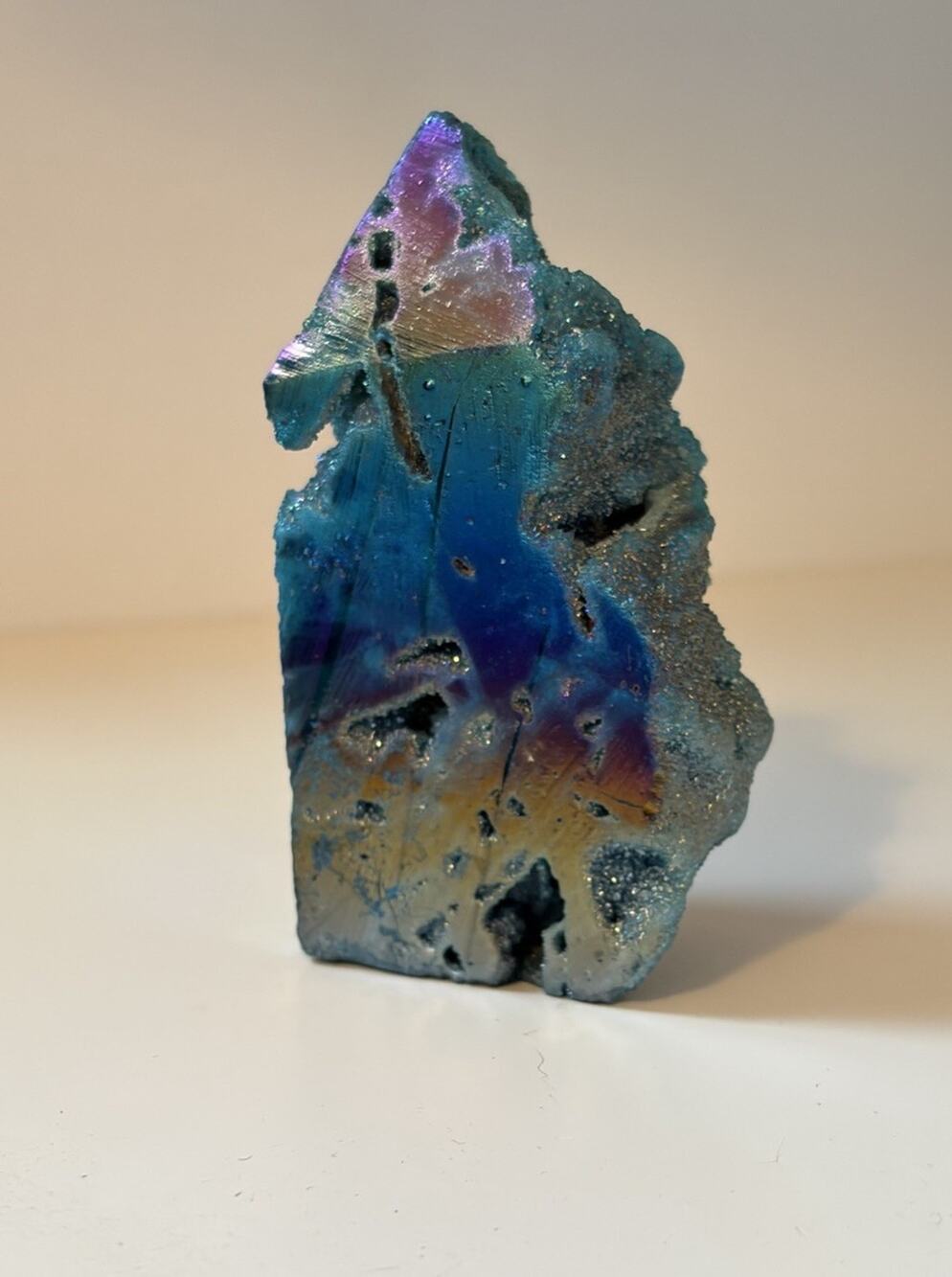 Rainbow Aura Quartz Raw Crystal Statue